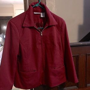 Red Zip Front Blazer